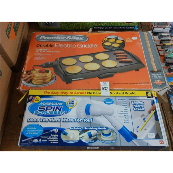 Electric Griddle, Hurricane Scrubbers in Box