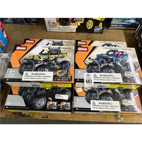66-Mechanical Master Off Road Pull Back Cars - 6 X $
