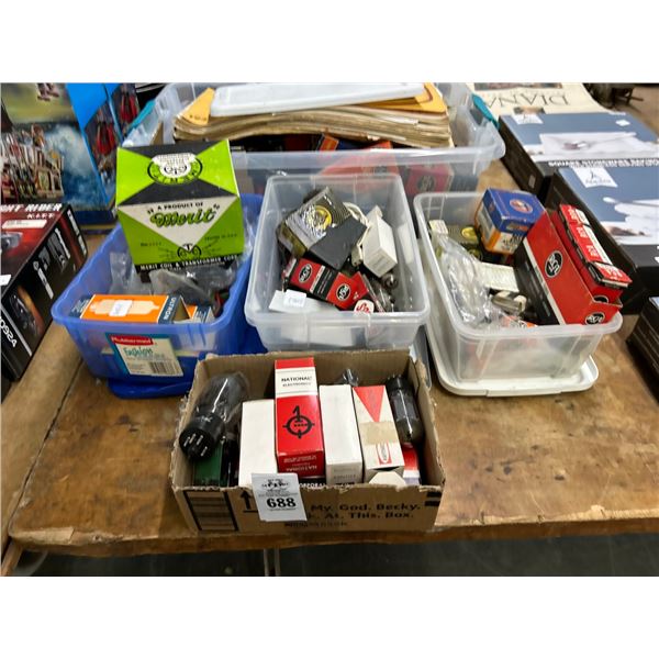Bins 5 w/Asst. Vintage Tube Lighting, Electronics, TV Tubes