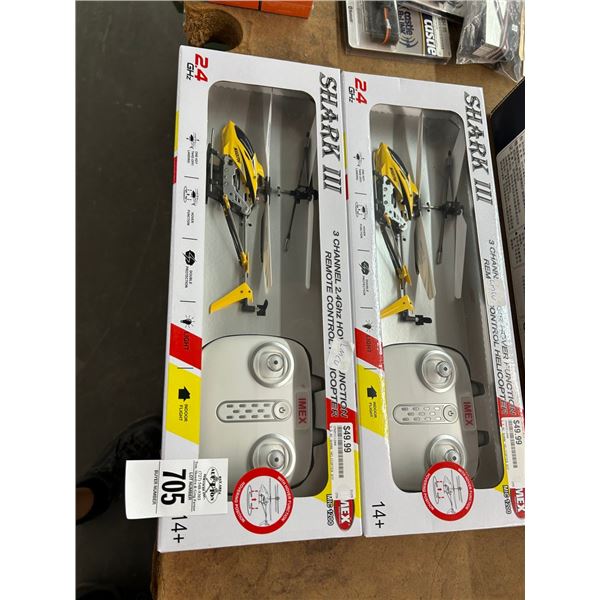 2-Shark 3 RC Helicopter - 2 X $