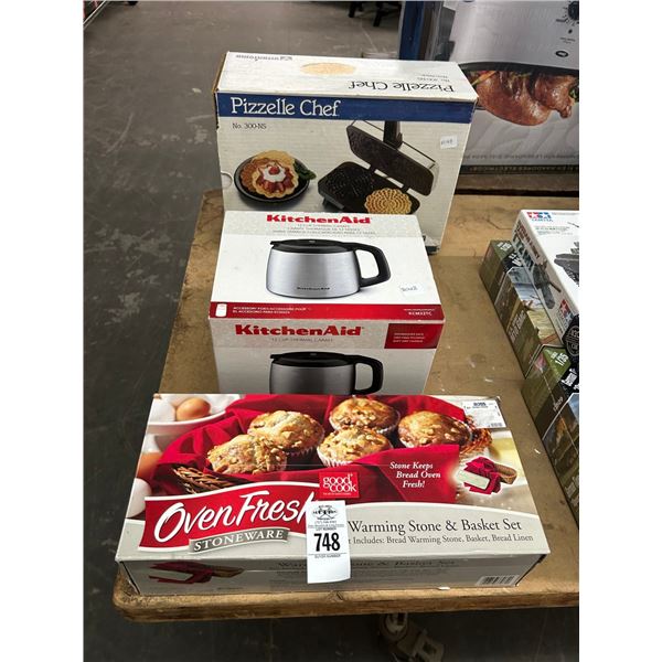 Pisel Chef Waffle Press, Thermal Craft, Warming Stone, Basket Set