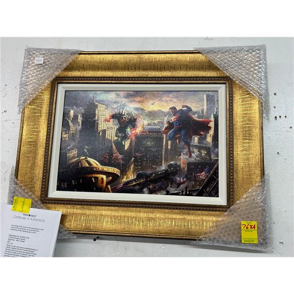 Thomas Kinkaid Superman Man of Steel Artwork Original COA w/Appraisal in Office