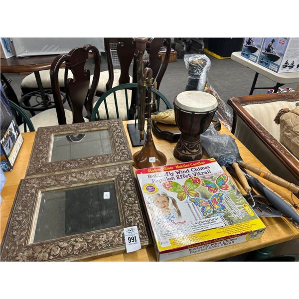 Decorator Mirrors, Trumpet, Drum, BBQ Utensils, Windchimes, Big Mouth Billy Bass