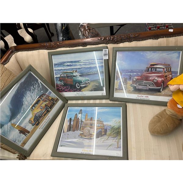 4-Surf City Woody Wall Art - 4 X $