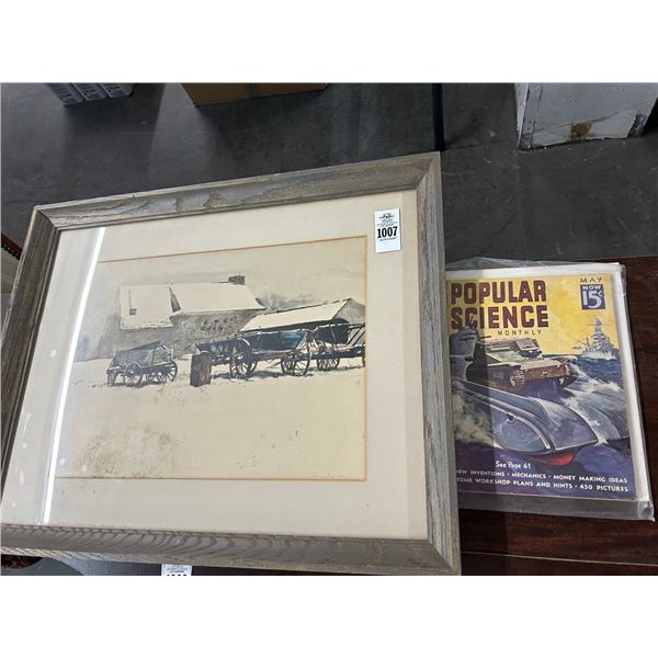 Vintage Popular Science Magazine, Snowy Farm Wall Art