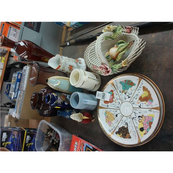 Asst. Vases, Capodimonte Basket, Oriental Dish
