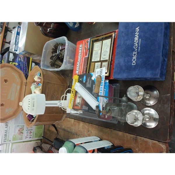 Vintage Grinder, Candlesticks, Waring Blender, Undercounter Light, Sewing Kit