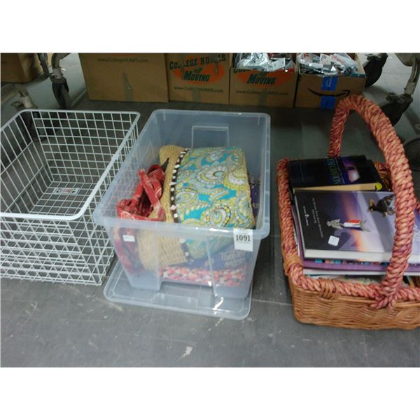 Baskets, Bin w/Books, Bags