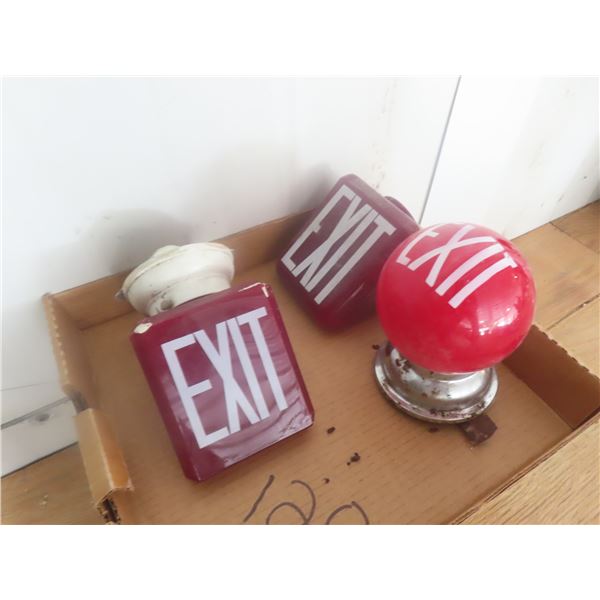 3 Vintage Exit Lights