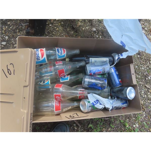 Box Full Soda Bottles 7Up, Pepsi