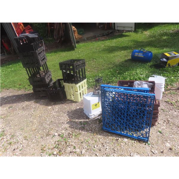 Commercial Bread Racks, 5 Plastic Crates
