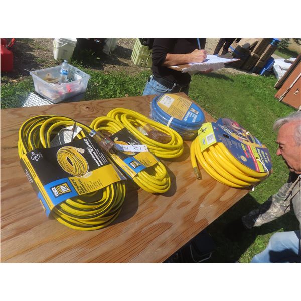 New 3 Extension Cords and 2 Compressor Hoses