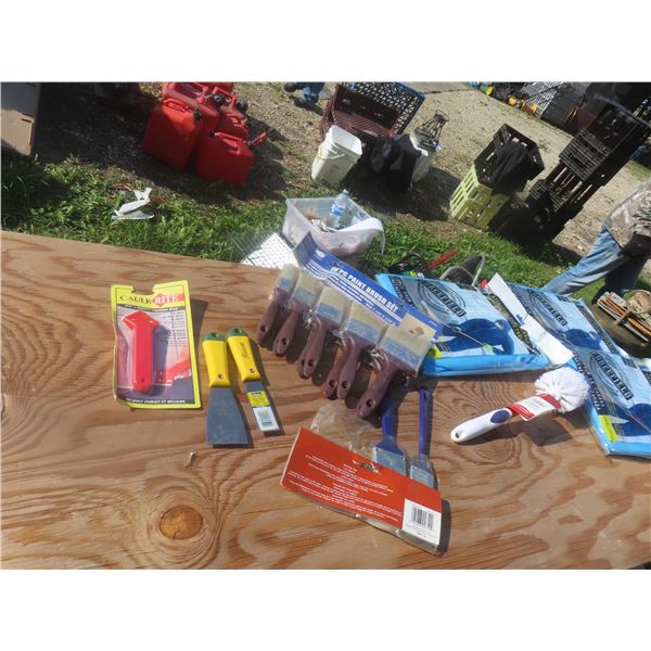 New Disposable Coveralls Paint Brushes Trowels