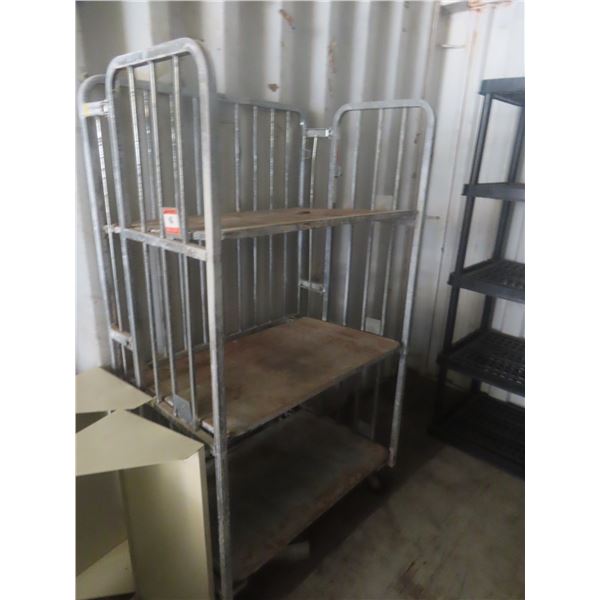 Folding 3 Tier Metal Shelving 66x36x24 on Wheels