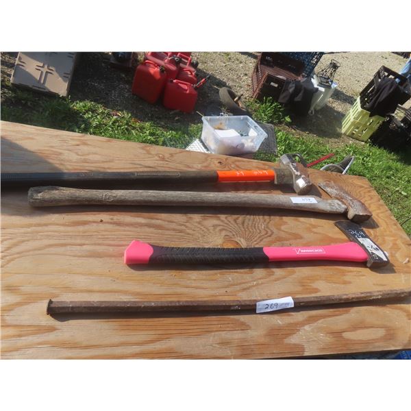 2 Axes, Wrecking Bar and Sledge