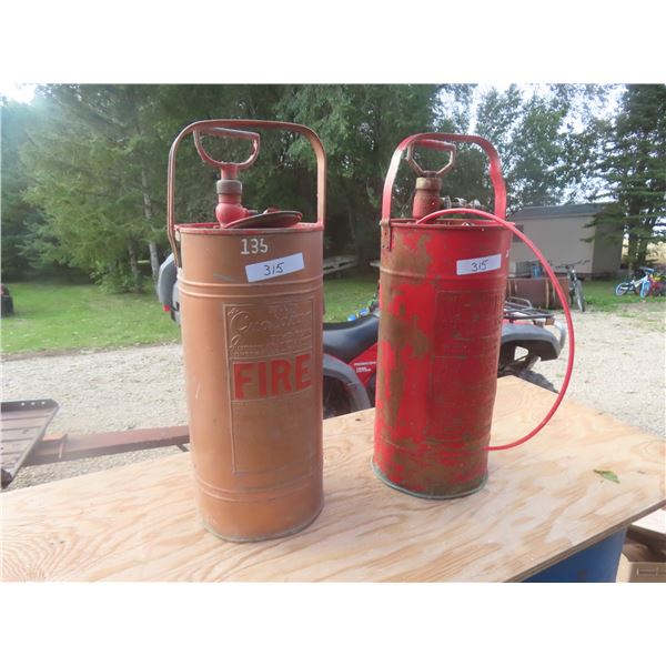 2 Vintage Copper Fire Extinguishers 