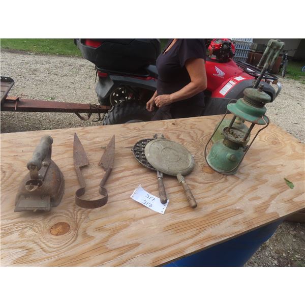 Vintage Iron, Waffle Iron, Lantern