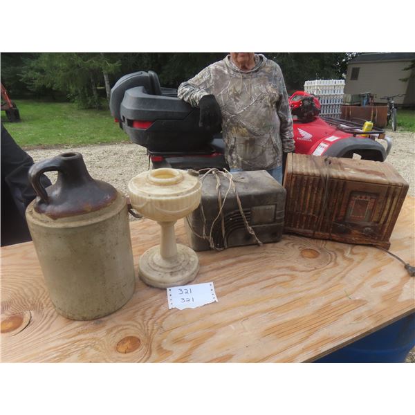 Stoneware Finger Jug 2 Vintage Radios Aladin Base Only