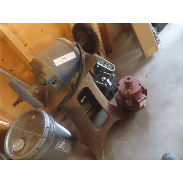 Electric Motor and Bench Grinder on Stand