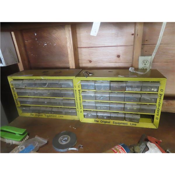 2 Weatherhead Metal Organizers Filled with Washers and Nuts