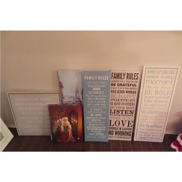 6 Wall Pictures / Slogan Largest 36 x 12 