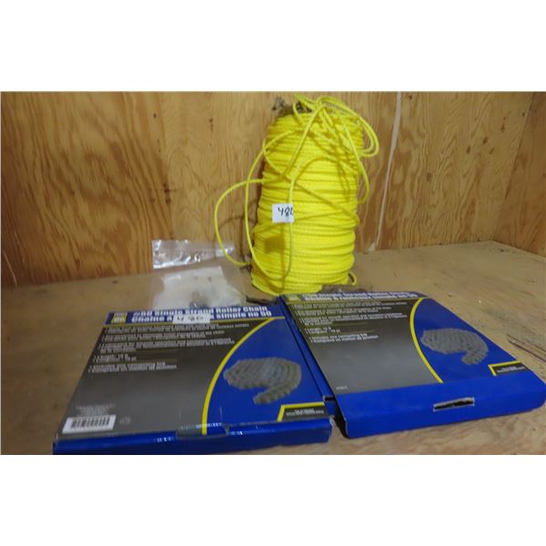 1/4" Nylon Rope 1 1/2" Roller Chain with Connecting Links 