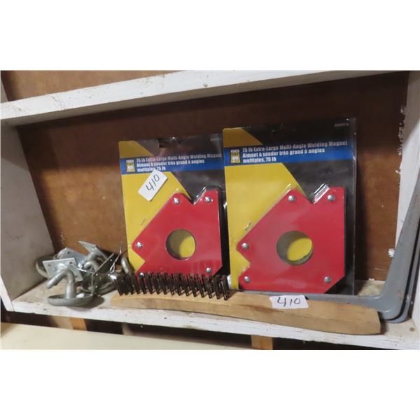 New 75LB Welding Magnet, Creeper Wheels, Wire Brush 