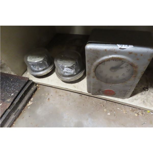 Antique Time Clock + 2 Hydro Meters 