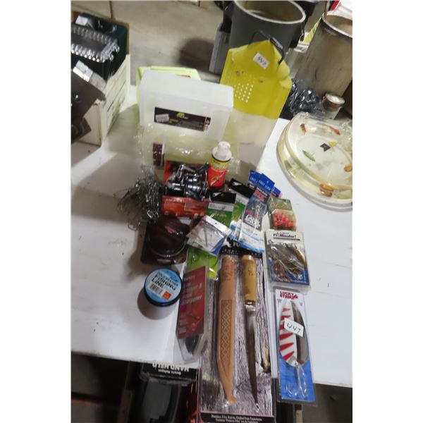 Fishing: Reel, Line, Stripper, Hook Sharpener