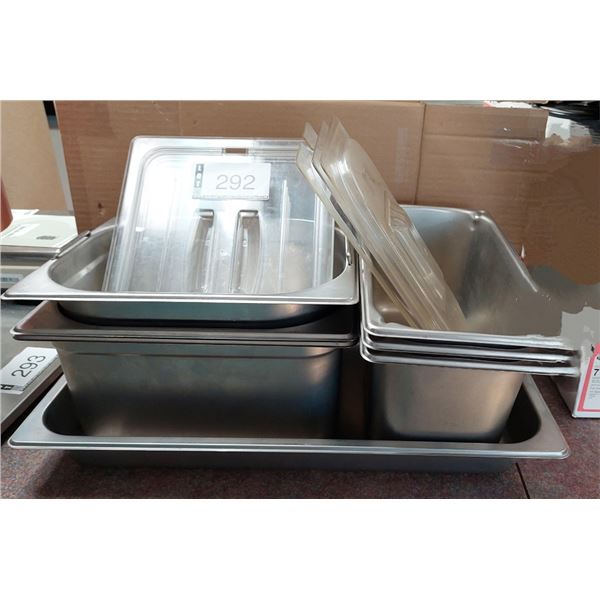 LOT DE 7 CONTENANTS EN INOX. DIVERS