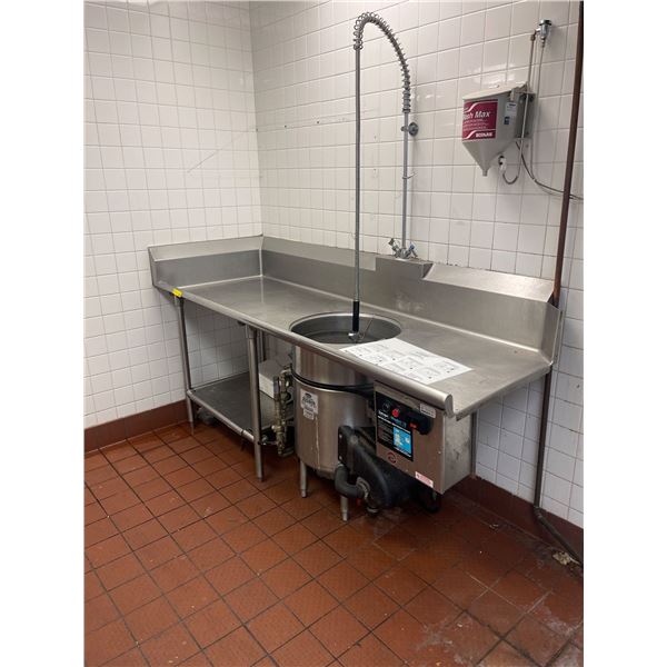 L2 - Stainless Steel Industrial Food Waste Scrapping System on Table w/Faucet ModelS914 (7ft W)