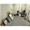 Image 1 : R 177- Large group of Assorted Framed Artwork & Posters/ Monitors(Not tested)/ Roll Mats/ Metal Rods
