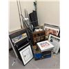 Image 5 : R 177- Large group of Assorted Framed Artwork & Posters/ Monitors(Not tested)/ Roll Mats/ Metal Rods