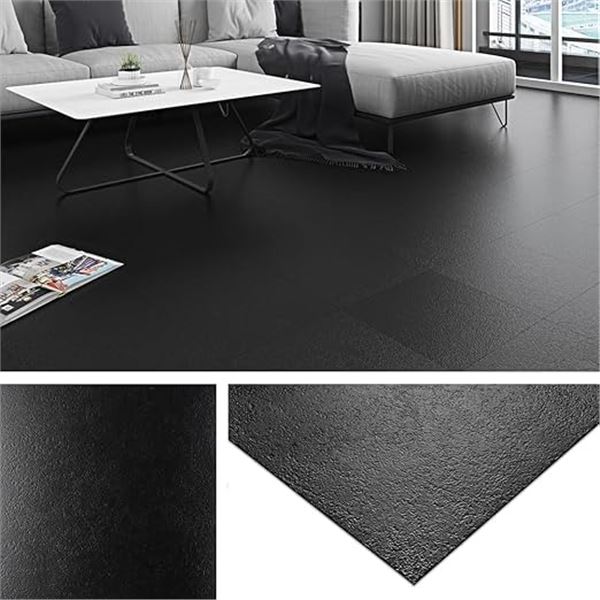 32-Pack of Black Peel & Stick Floor Tiles (12" x 12" Size) Self-Adhesive Waterproof Floor Tiles; New