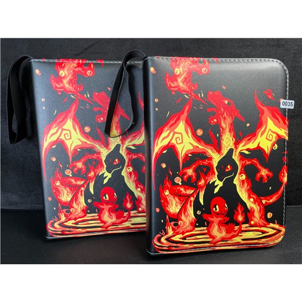 2 Premium Leather Pokemon Card Storage Binders - Charizard/Squirtle Design (Holds 400 Cards) New