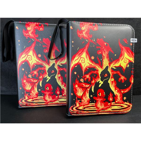 2 Premium Leather Pokemon Card Storage Binders - Charizard/Squirtle Design (Holds 400 Cards) New