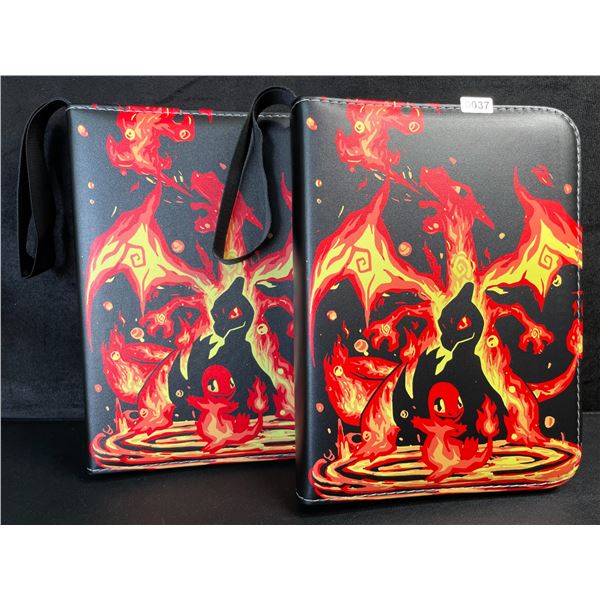 2 Premium Leather Pokemon Card Storage Binders - Charizard/Squirtle Design (Holds 400 Cards) New