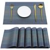 Image 1 : Set of 6 Woven Vinyl Placemats for Dining/Kitchen table - Non-Slip/Easy to Clean Table Mats - New