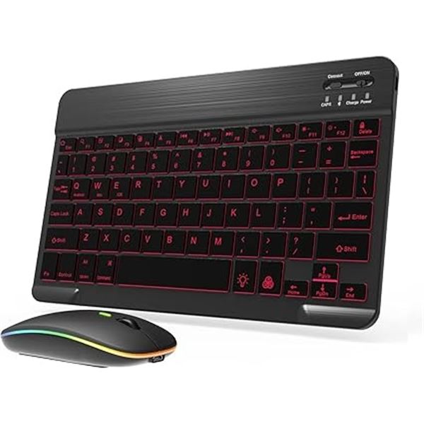 1 Backlit Bluetooth Keyboard and Mouse Combo Set for iPad/Tablets - New