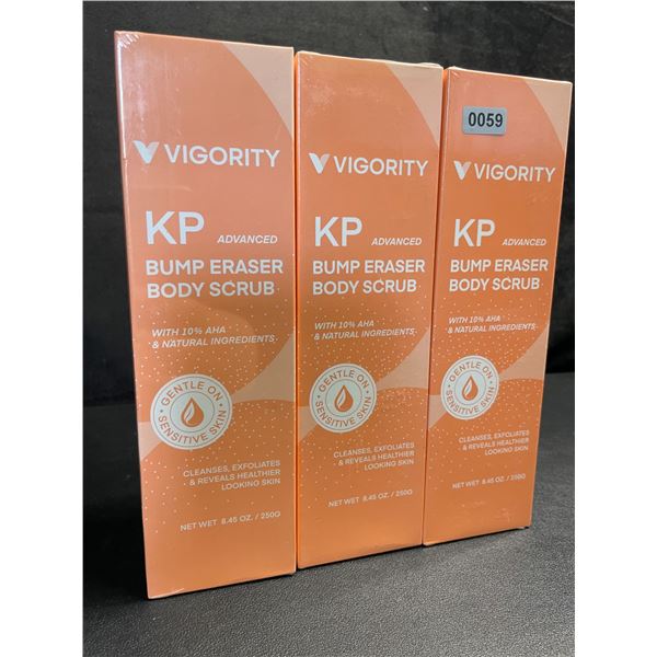 3 Vigority KP Advanced Bump Eraser Body Scrubs - Cleanses/Exfoliates Skin/Reduces Bumps - New