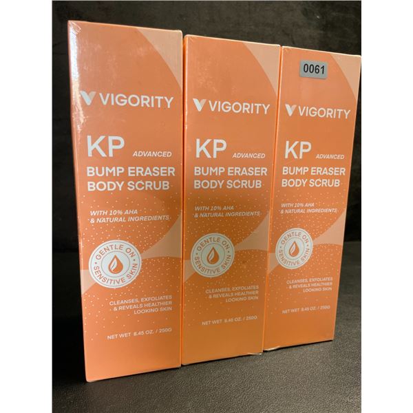 3 Vigority KP Advanced Bump Eraser Body Scrubs - Cleanses/Exfoliates Skin/Reduces Bumps - New