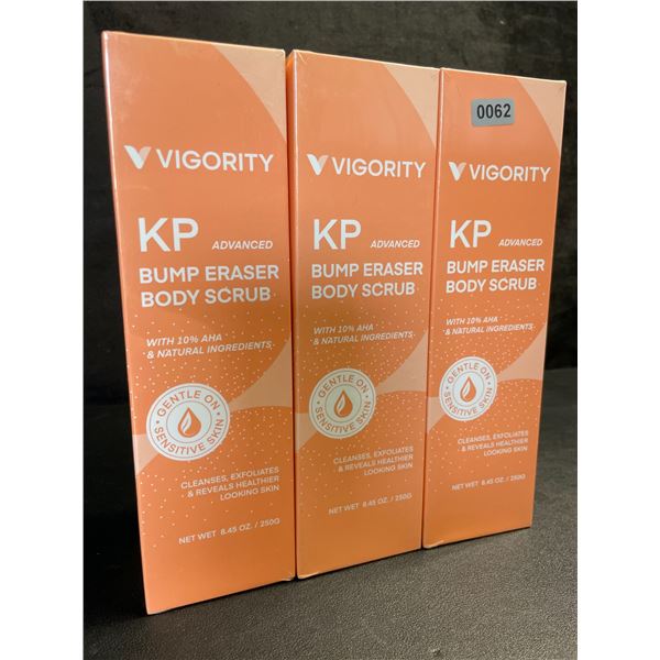 3 Vigority KP Advanced Bump Eraser Body Scrubs - Cleanses/Exfoliates Skin/Reduces Bumps - New