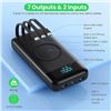 Image 2 : 1 High-Capacity Power Bank (40,800mAh) Portable Charger w/ 3-Built In Cables/Wireless Charging - New
