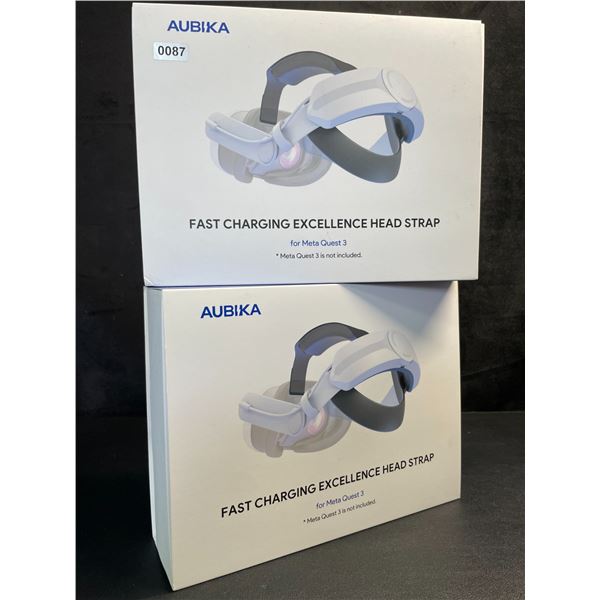 2 Aubika Fast-Charging Head Straps for VR Meta Quest 3 w/ Built-In 8000mAh Battery - New