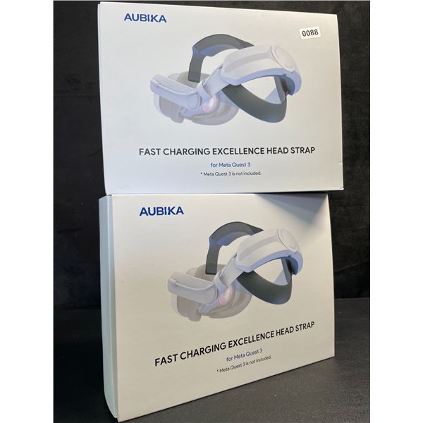 2 Aubika Fast-Charging Head Straps for VR Meta Quest 3 w/ Built-In 8000mAh Battery - New