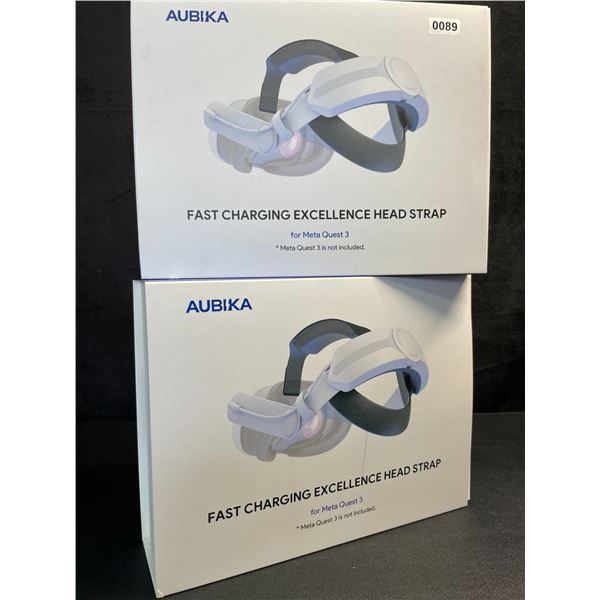 2 Aubika Fast-Charging Head Straps for VR Meta Quest 3 w/ Built-In 8000mAh Battery - New