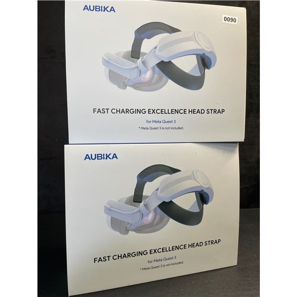 2 Aubika Fast-Charging Head Straps for VR Meta Quest 3 w/ Built-In 8000mAh Battery - New