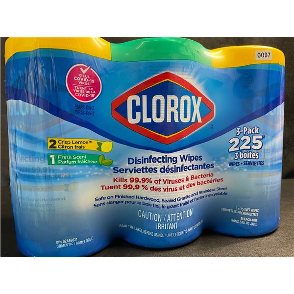 1 3-Pack of Clorox Disinfecting Wipes - 225 Wipes Total! - New