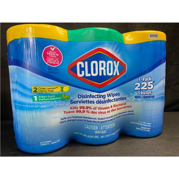 1 3-Pack of Clorox Disinfecting Wipes - 225 Wipes Total! - New