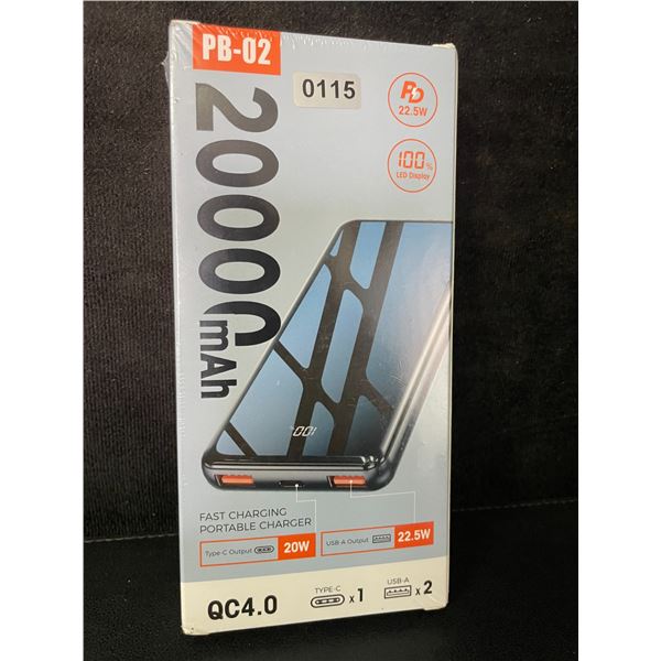 1 High-Capacity Power Bank (20,000mAh) Fast Charging Portable Charger - New Sealed